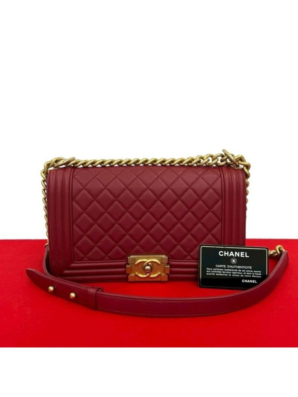 Chanel Boy Lambskin Chain Shoulder Bag
